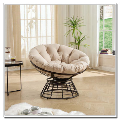 360° Swivel Indoor Outdoor Rattan Chair with Soft Thick Cushion