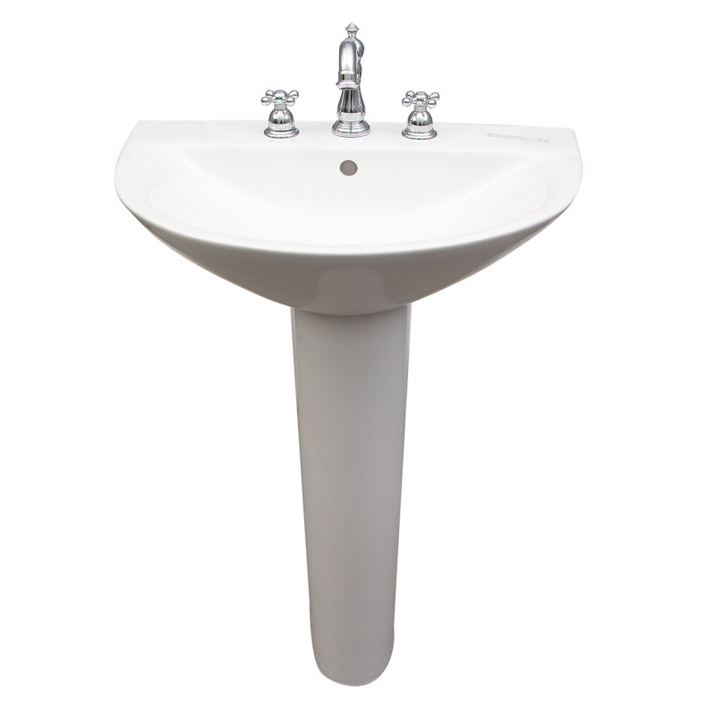 Morning 650 Pedestal Lavatory, with 1-Faucet Hole, Overflow, White, 8"