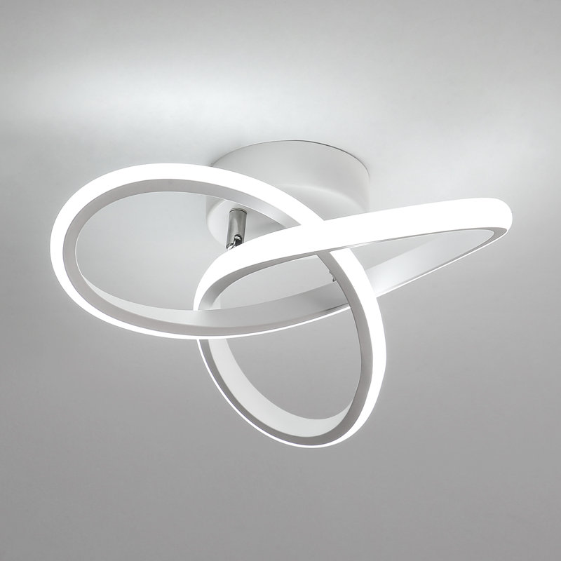 Desmine Light LED Semi Flush Mount Ceiling Light Fixture, White, 6500K