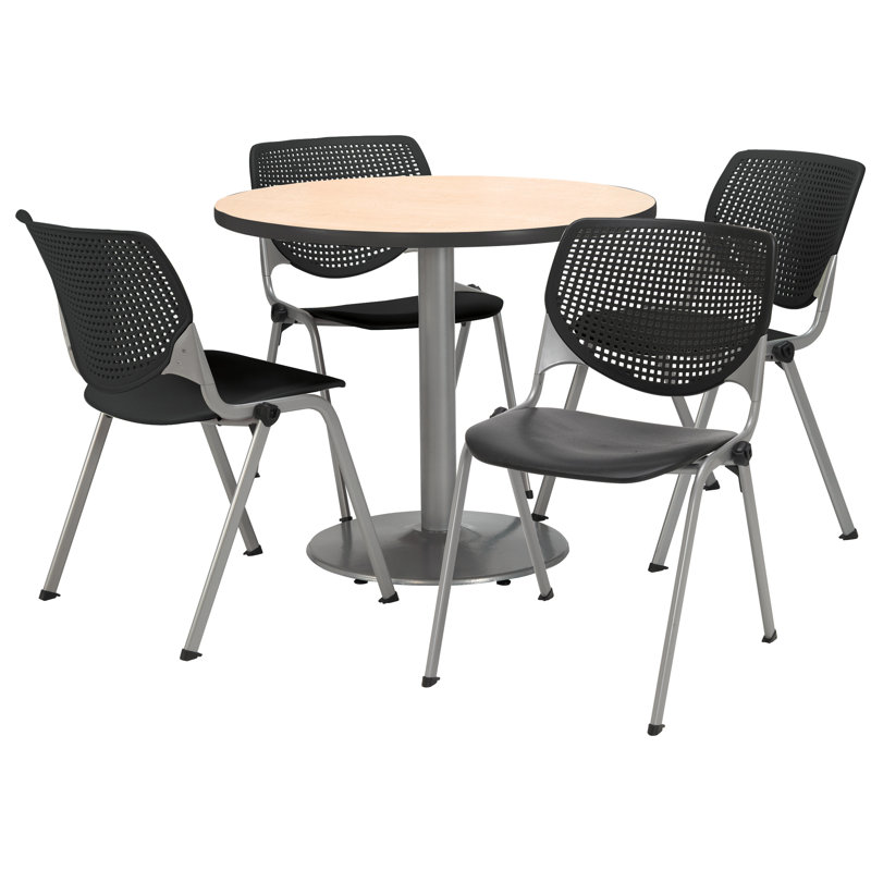 Table ronde pour salle de pause, L 42 po x P 42 po, Naturel, Noir, noir, noir, noir