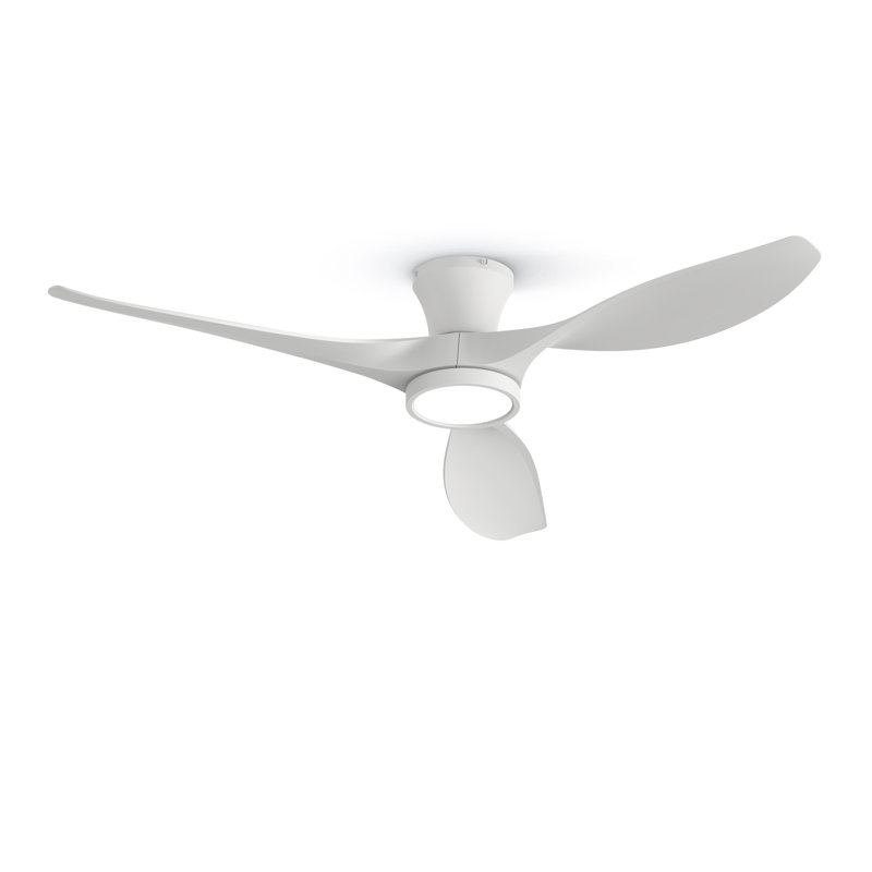  Ventilateur de plafond encastré de 52 po avec lumières DEL Jacara pour grandes pièces, Blanc avec pales blanches