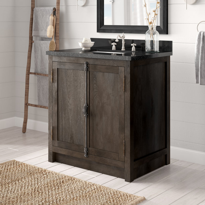 Ensemble de meuble-lavabo simple 31 po Ziemba, Quartz blanc, Glacier cendré