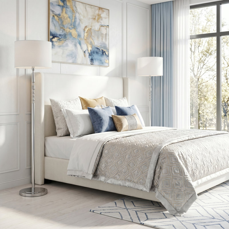 156cm Column Floor Lamp Set, Chrome