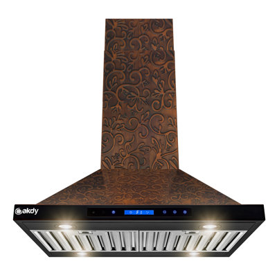AKDY 30" Steel 350 CFM Convertible Island Range Hood with Baffle Filter