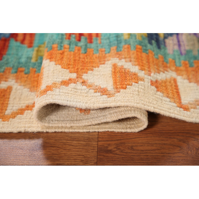 Geometric Wool Kilim Oriental Rug 3x4