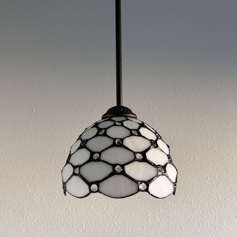 Simonson Tiffany Mini Hanging Lights White Stained Glass Crystal Beans LED Bulb Included 8"W*8"D*60"H