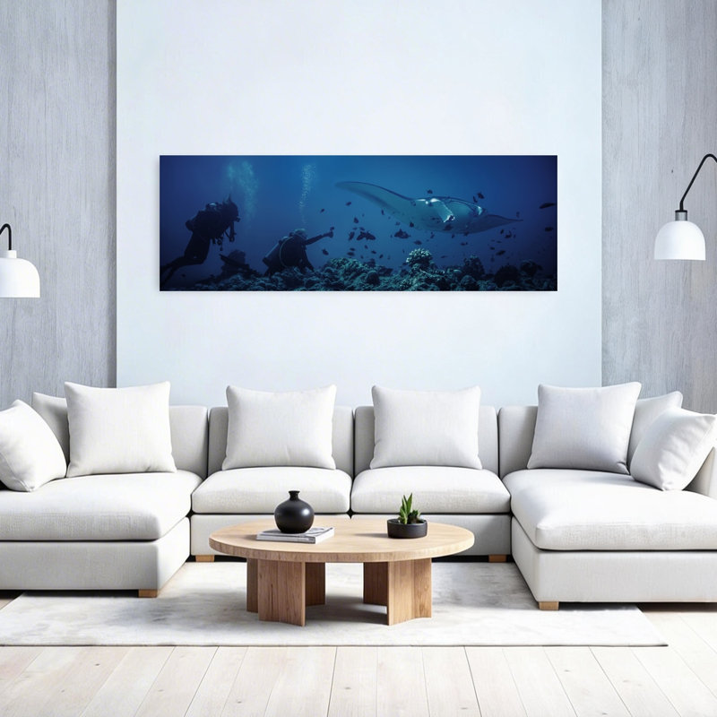 Art mural tropical, océan serein contemporain, H 20 po x l 60 po