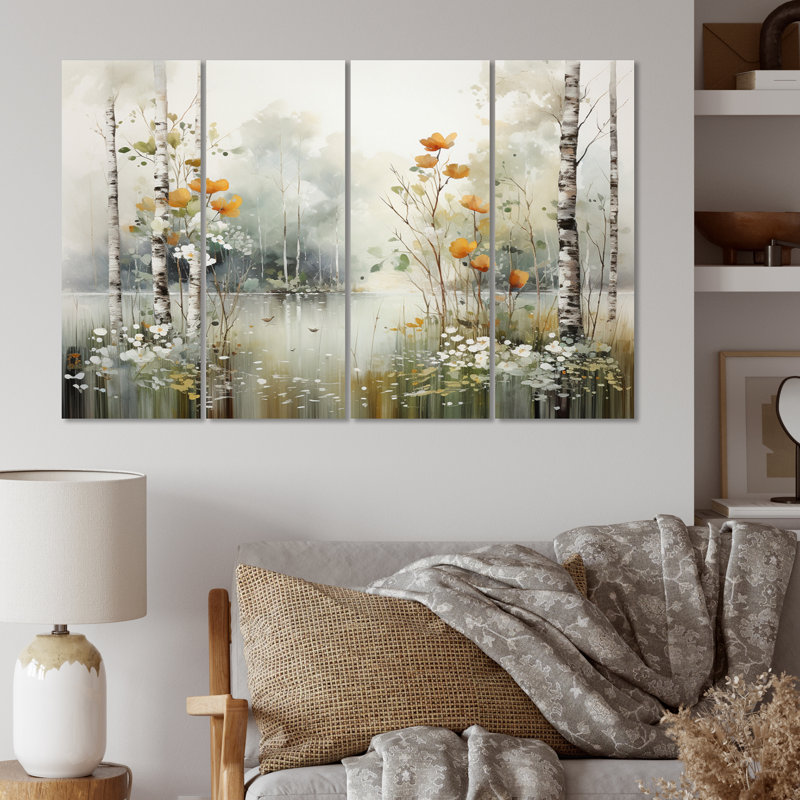 Gyselle - Paysages, art mural, salon - 4 panneaux