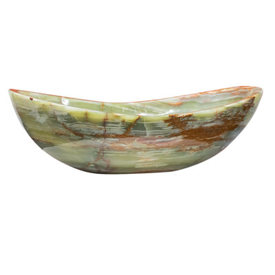 Handmade Marble Onyx Bathroom Sink, 19”, Oval Vessel Sink, Moss Green