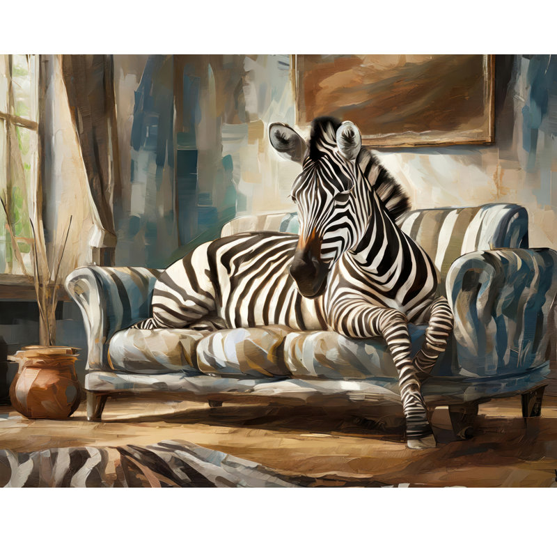 «Zebra Couch» sur toile, H 15 po x l 18 po
