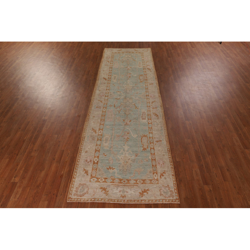 Vegetable Dye Oushak Turkish Runner Rug 4x12