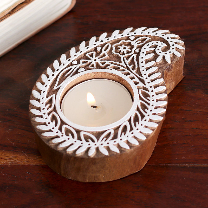 Porte-bougie en bois Bungalow Rose