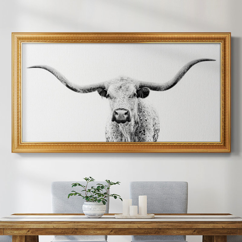 Longhorn Gaze - Photographie d'un seul cadre photo sur toile, H 21 po x l 37 po x P 1 po