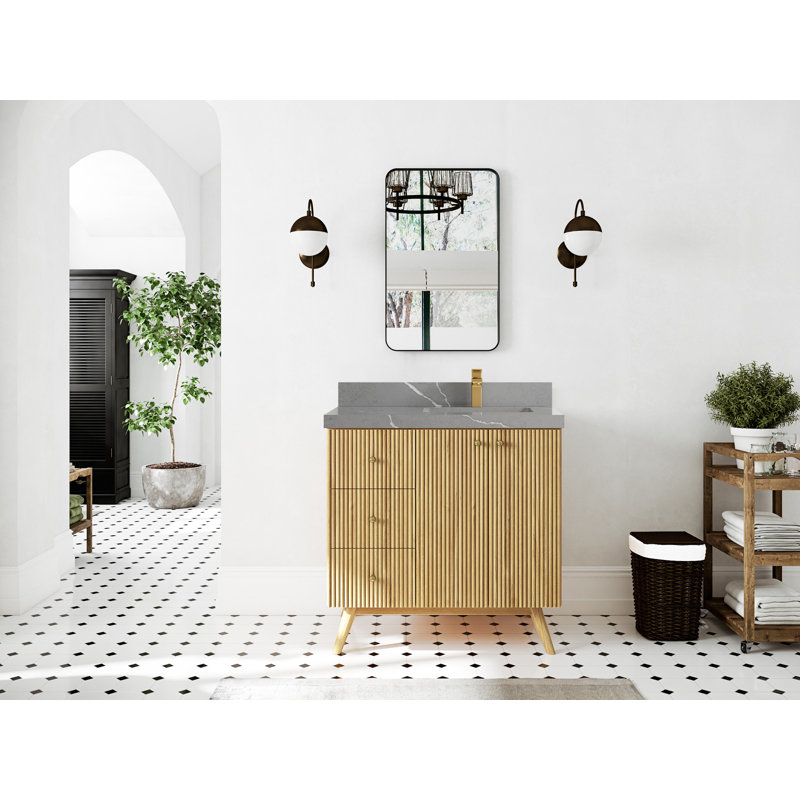 Izzat 36'' Single Bathroom Vanity with Quartz Top