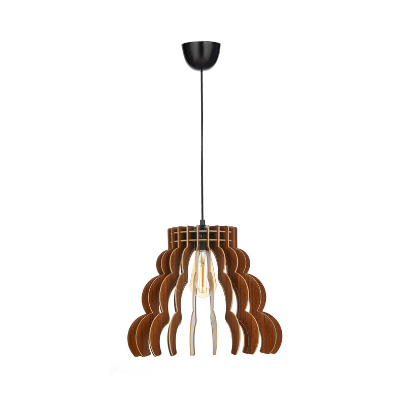 Elegant Cloudy Chandelier, Walnut Finish, 14.6 x 14.6 inches | Adjustable Height up to 27.6 inches | MDF Body, E27 Socket (Max 40W) | Perfect for Modern Living Rooms & Dining Areas, Stylish & Functional Lighting Solution