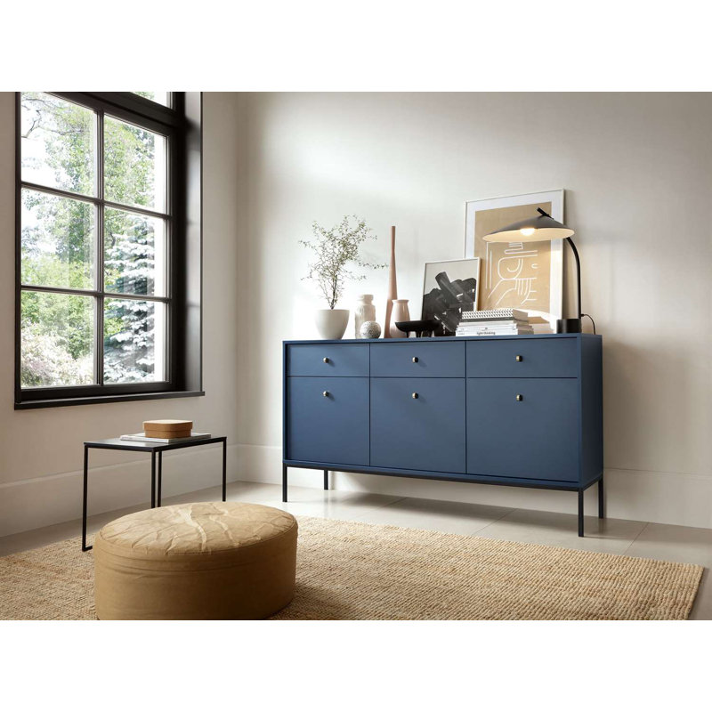 Carmesha 154cm W 3 - Drawer Chest of Drawers, Navy Blue