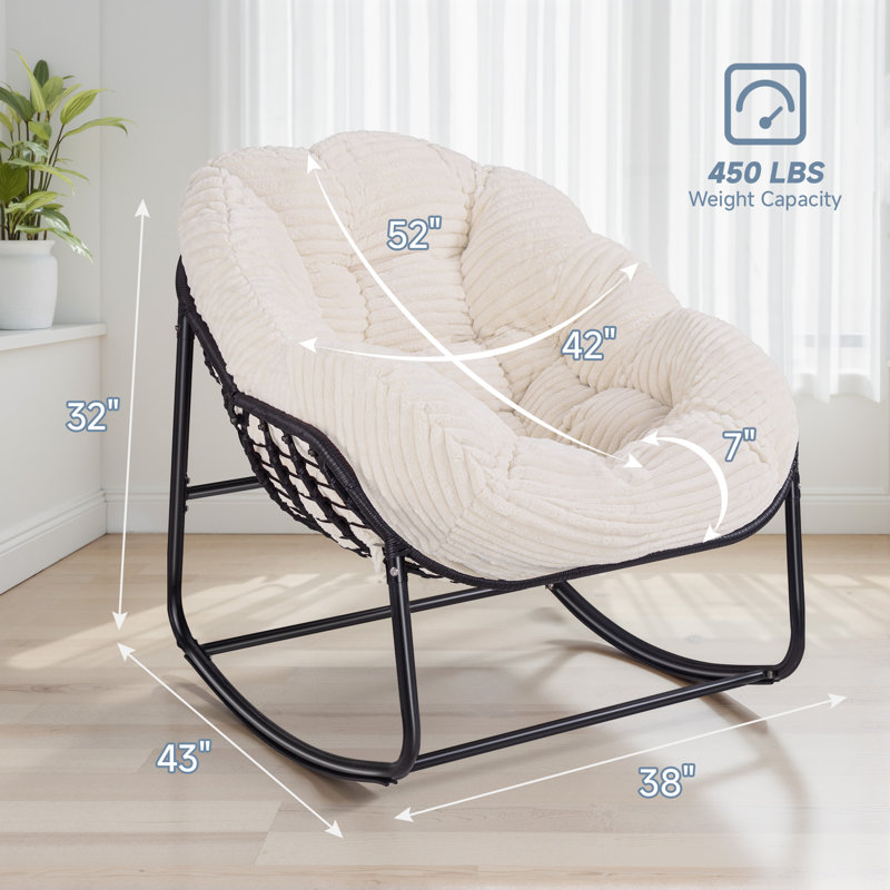 Chaise berçante surdimensionnée avec coussin, Beige