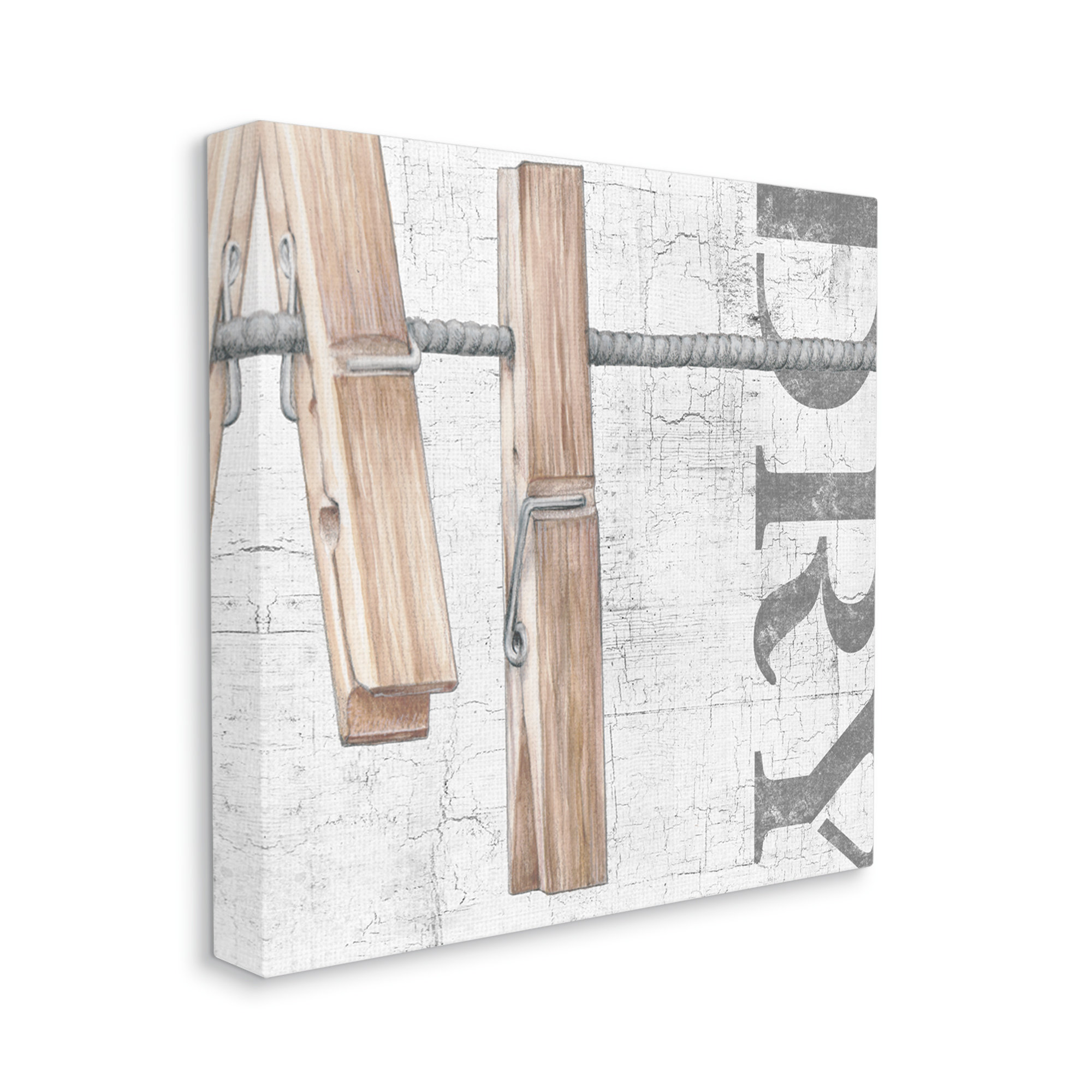 Gracie Oaks Rustic Dry Clothespins Canvas Wall Art by Studio 731 rep ...