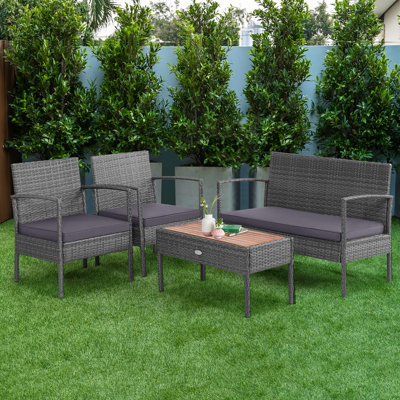 8 - Person Acacia Wood Patio Conversation Set with Cushions