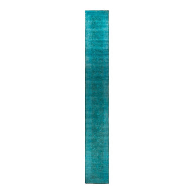 Tapis unique bleu / bleu sarcelle 2 pi 7 po x 21 pi Zadia