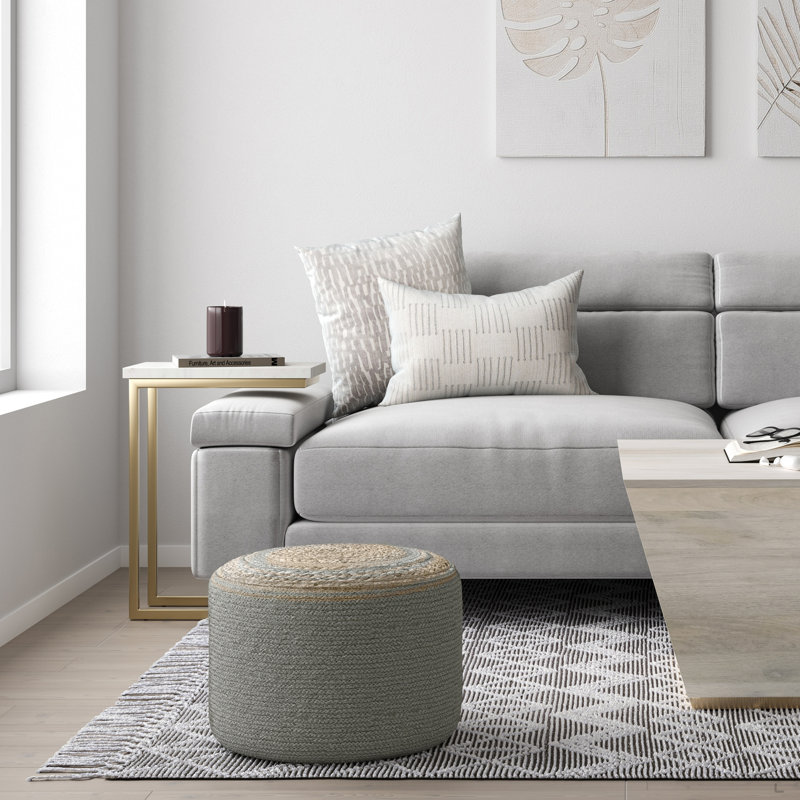 Round Braided Pouf - Dove Grey