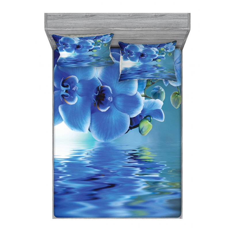 Microfiber Floral Sheet Set, Queen Sheet Set with 2 Pillowcases