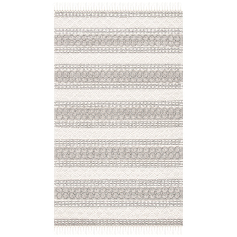 Tapis géométrique en laine tissé à la main Pei Natura, Rectangle 4 pi x 6 pi