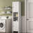 Tall Narrow Bathroom Floor Storage Cabinet with 2 Doors & 6 Shelves, Multifunctional Wooden Freestanding Cabinet for Bathroom & Living Room