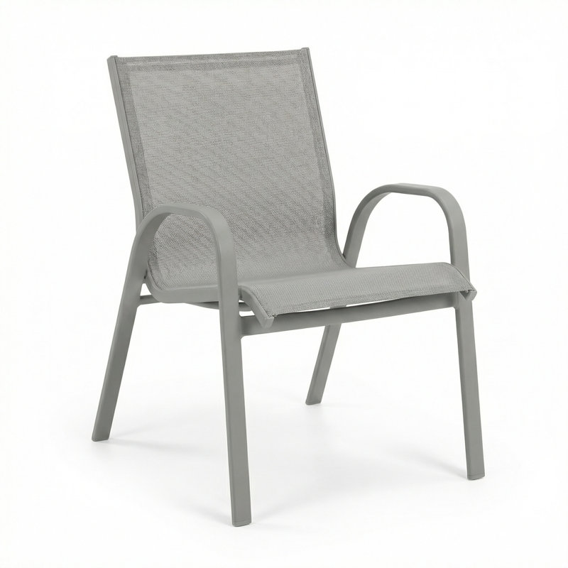 Windward Outdoor Seabreeze Arm Chair, Dove Gray Sling/Matte Gray