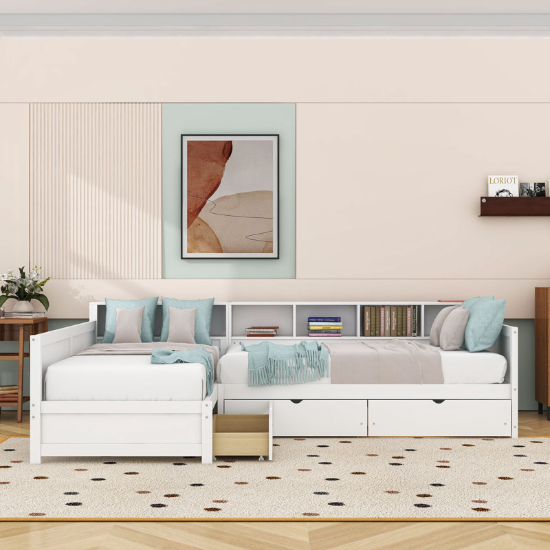 Wooden Daybed with Storage Drawers, White