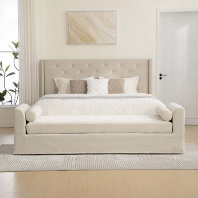 Banc rembourré en chenille moderne avec accoudoirs et traversins pour le salon, la chambre à coucher, le vestibule, la salle de bain