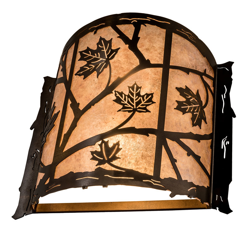Antique Copper Maple Leaf 2-Light Wall Sconce