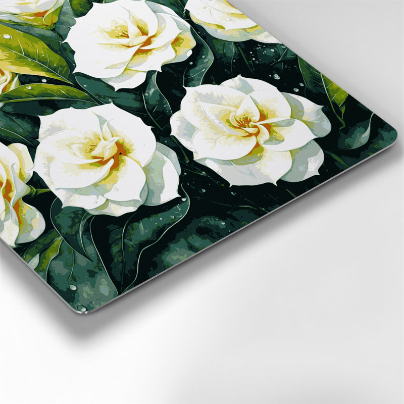 Art mural hawaïen en métal beige Gardenias, H 12 po x l 12 po