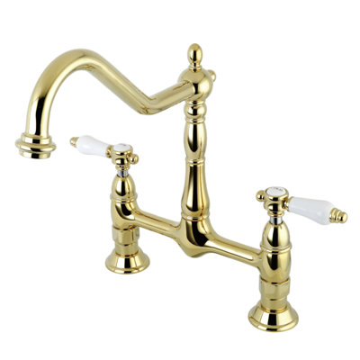 Kingston Brass Bel-Air Two-Handle 2-Hole Deck Mount Bridge Kitchen Faucet