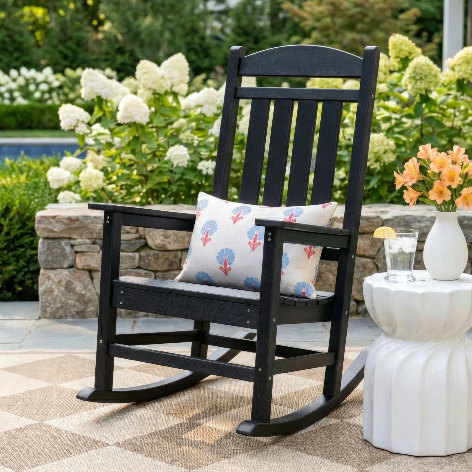 POLYWOOD® Rocker Patio Rocking Chair, Black
