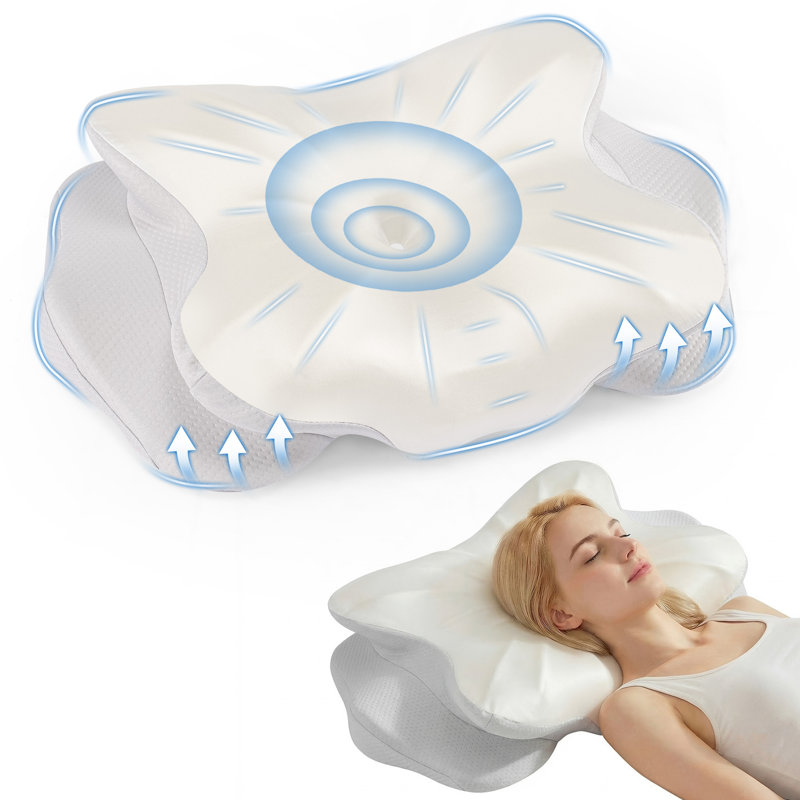 Oreiller cervical en mousse à mémoire de forme 25 po x 15 po, DarkGray&White