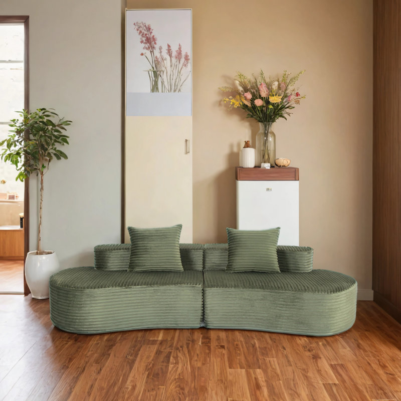Canapé en tissu Corduroy, Vert