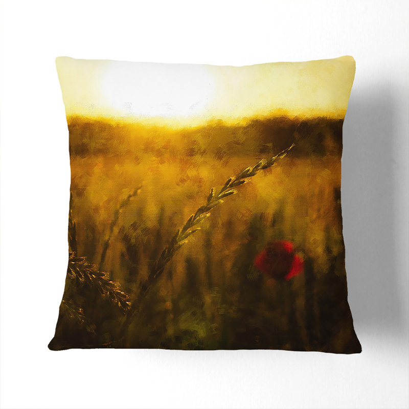 Poppy In A Meadow Painting Square Throw Cushion, 55cm H x 55cm W x 20cm D