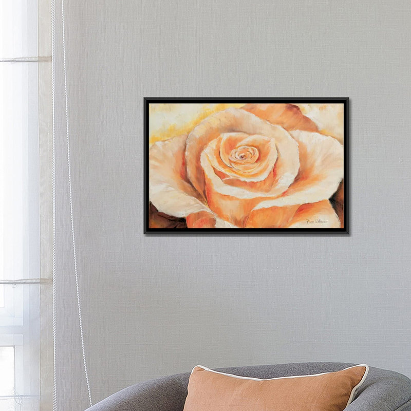 " Rose In Detail " by Rian Withaar, 18" H x 26" W x 1.5" D, Black Framed Canvas, No Mat