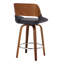 Tabouret de bar 26 po avec pivot en similicuir et bois Worcester Mid-Century - noyer-2045709378