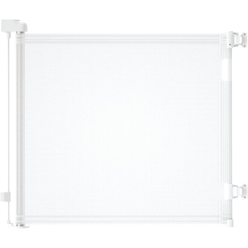 Barrière de sécurité rétractable pour animaux en maille pour escaliers, H 33 po x l 55 po x P 2,7 po, Noir