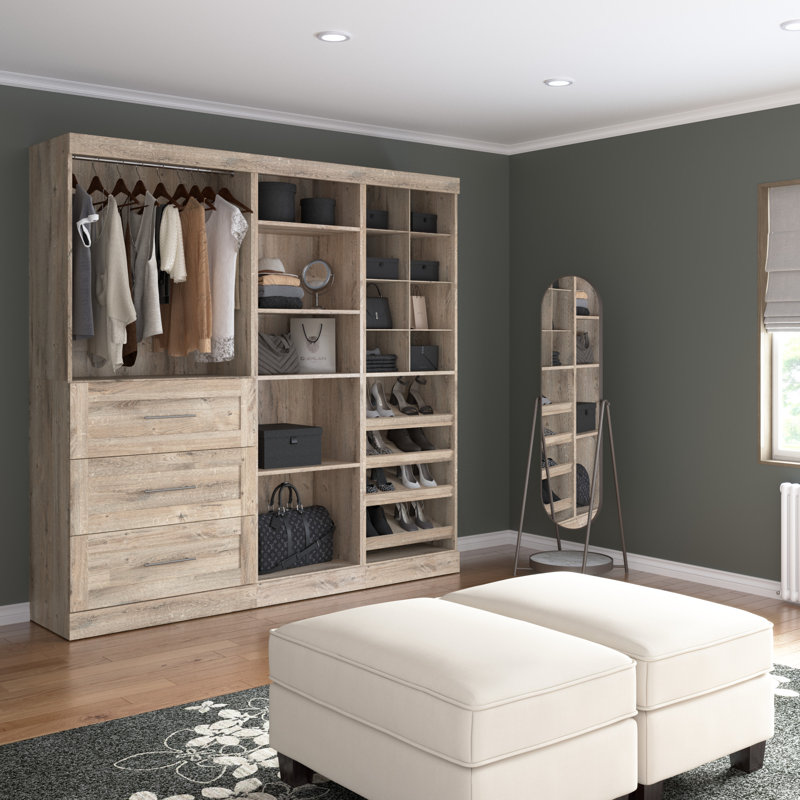 Arlex 86W Closet Organizer System, Rustic Brown