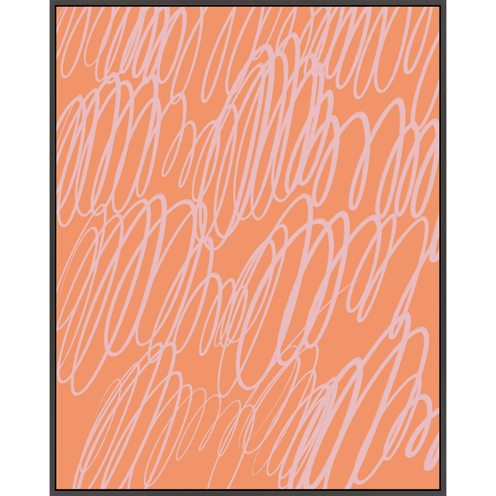 Color Squiggles 4 by Jacques Pilon, Black Single Structure Framed Canvas, 38" H x 30" W x 1.25" D