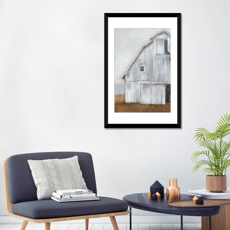 « abandonné grange ii », reproduction d’impression sur toile, H 32 po x l 24 po x P 1 po, Papier d'art encadré noir, Blanc