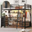 Lit mezzanine double avec bureau intégré, éclairage et solutions de rangement pour les chambres de jeunes modernes-991792745
