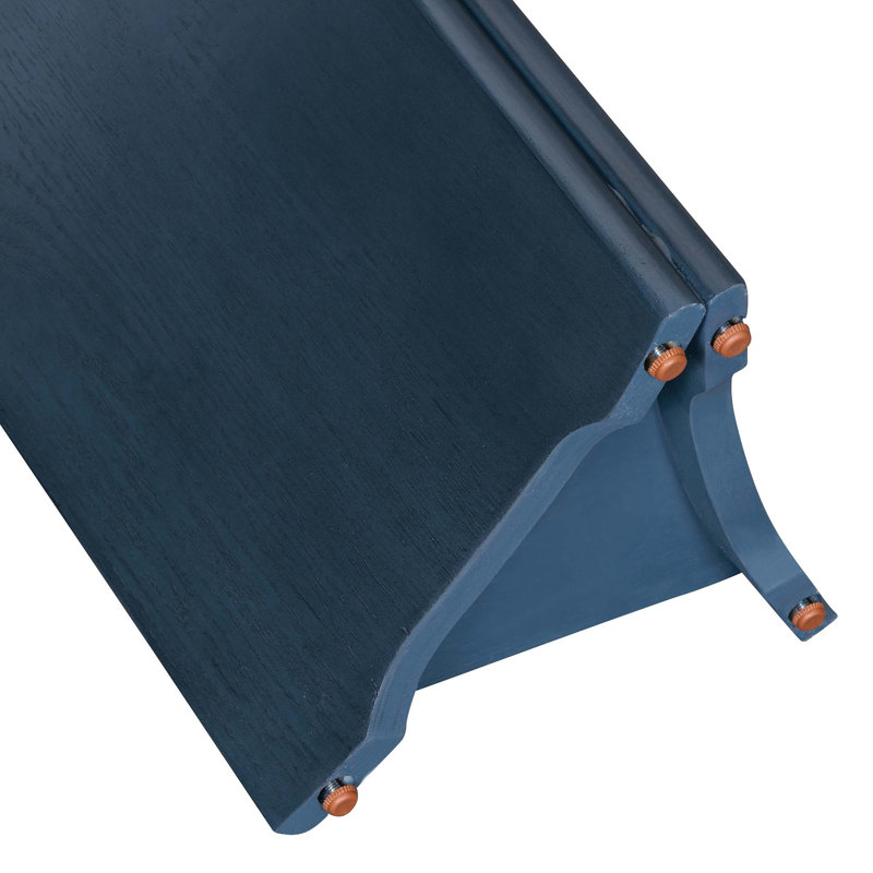 Console rustique étroite avec plateau ovale et pieds courbés, Marine