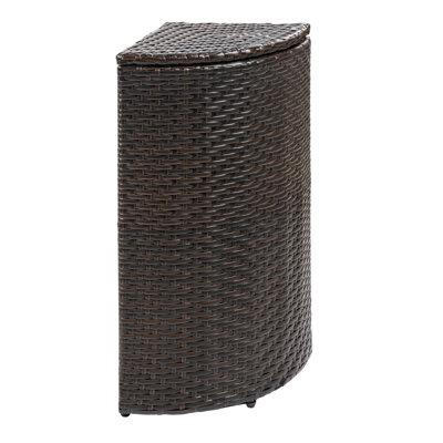Chloe 15.56-Gallon All-Weather Wicker/Metal Corner Hideaway Outdoor Trash Can