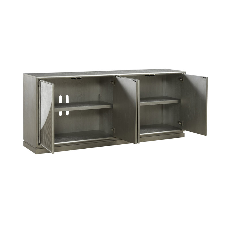  Console décorative 4 portes Izaha, Champagne argenté
