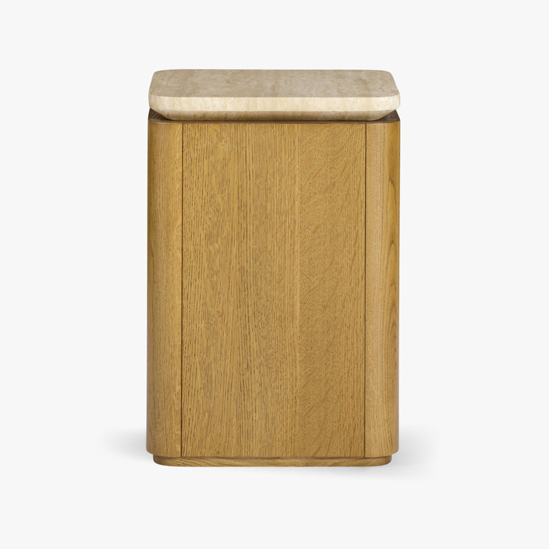 Table d'appoint Marisol Travertine, Chêne de ton moyen