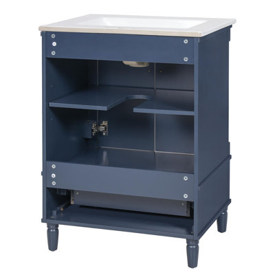 Meuble-lavabo autoportant 24 po avec lavabo et rangement multifonctionnel